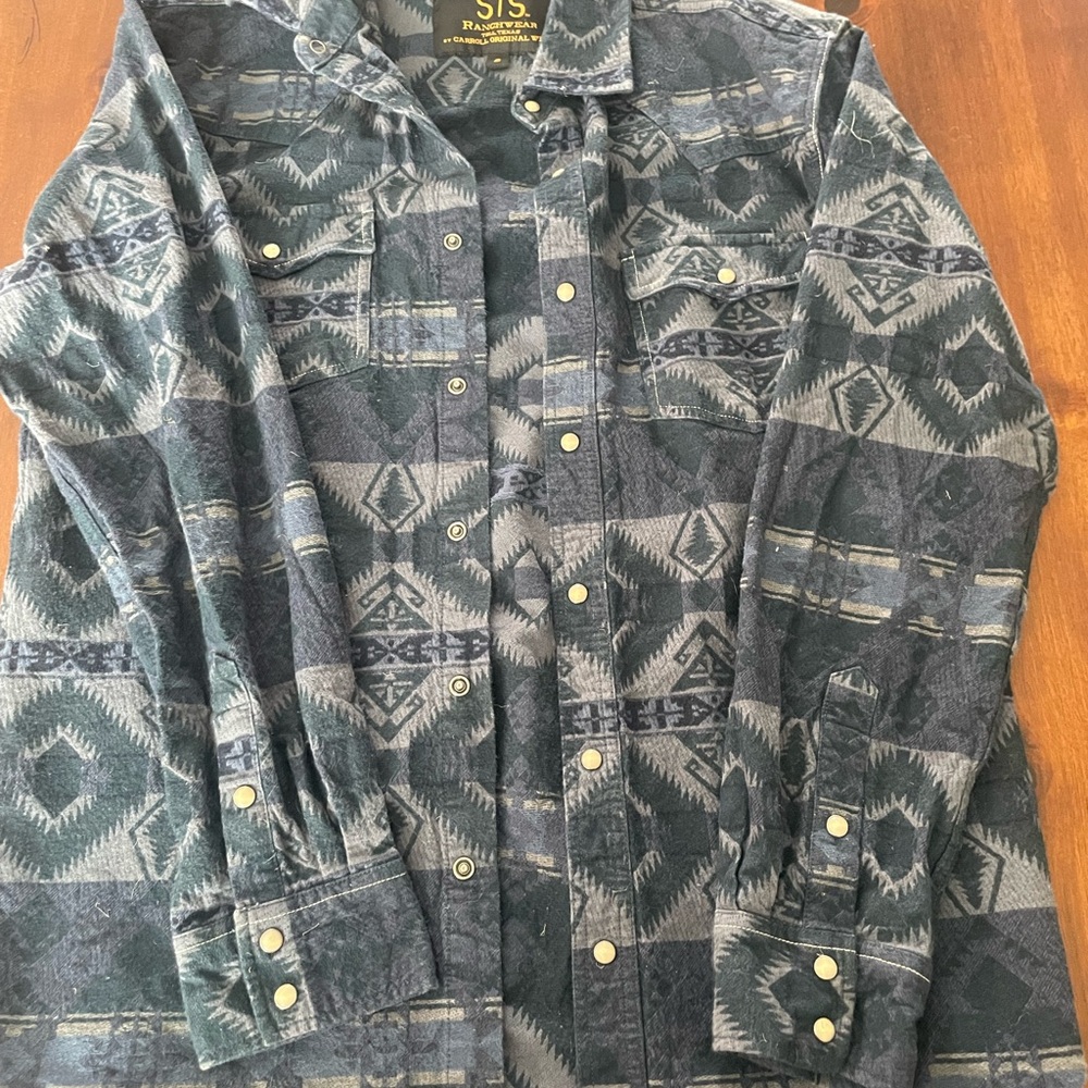 STS Ranchwear Men's Blue and Gray Patterned Jacket